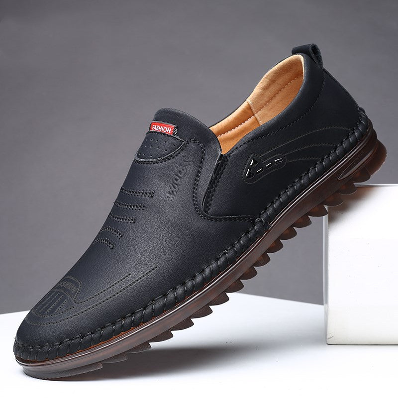 Men’s Slip-On Loafers with Contrast Stitching and Perforated Detail