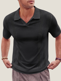 Men's Textured Knit Polo Short Sleeve Pullover