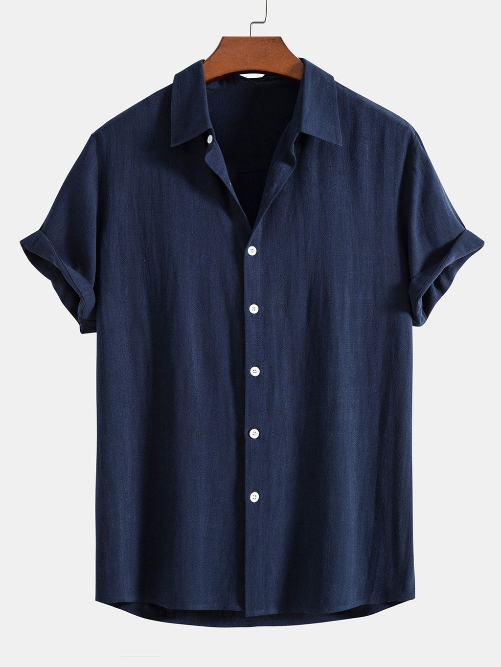 Men's Linen Two Piece Set - Short Sleeve Button-Up Shirt and Drawstring Pants