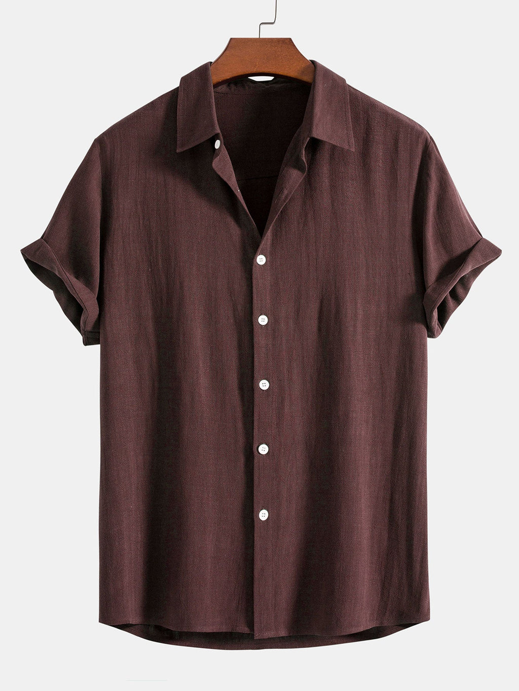 Men's Linen Two Piece Set - Short Sleeve Button-Up Shirt and Drawstring Pants