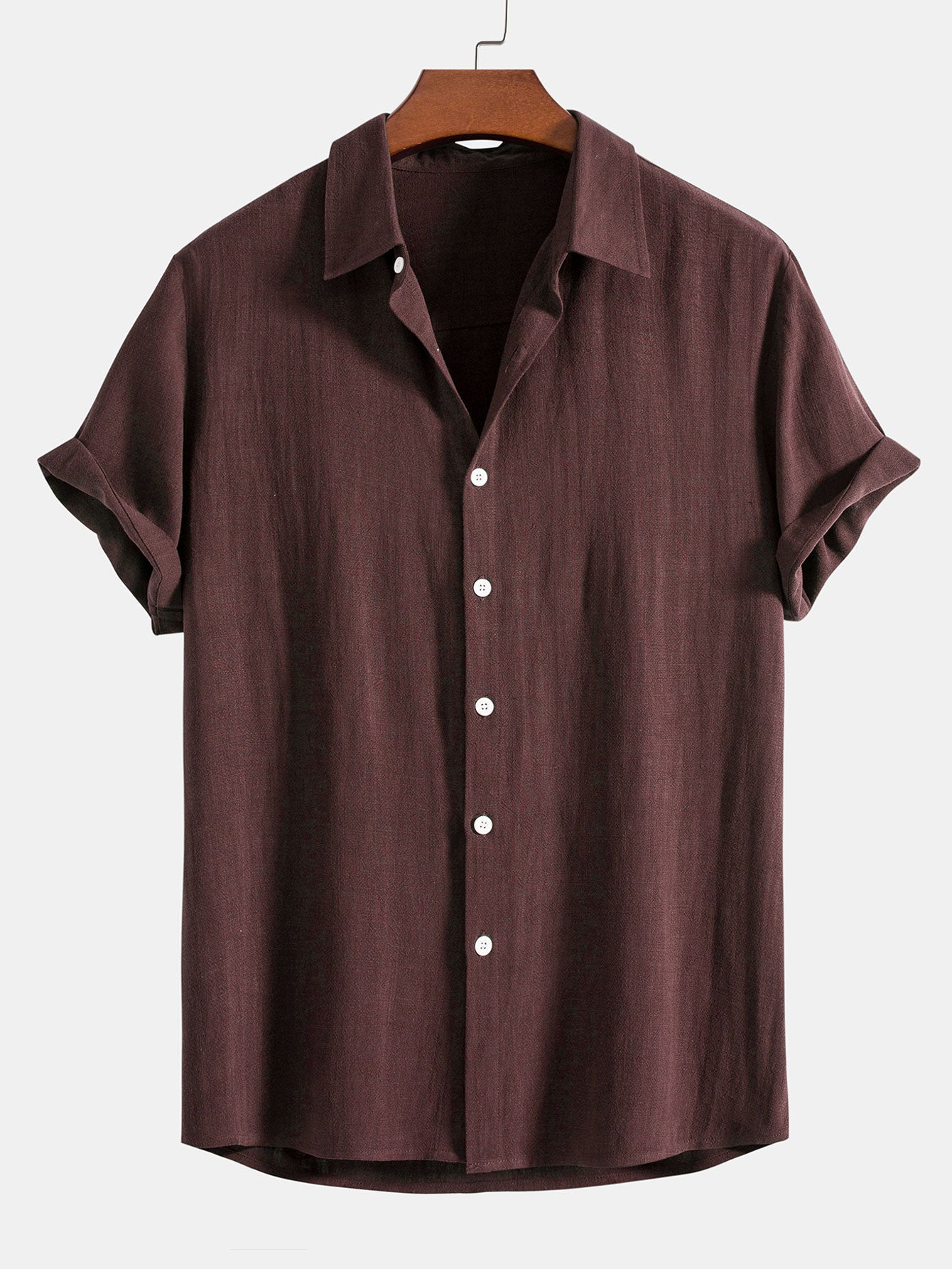 Men's Linen Two Piece Set - Short Sleeve Button-Up Shirt and Drawstring Pants