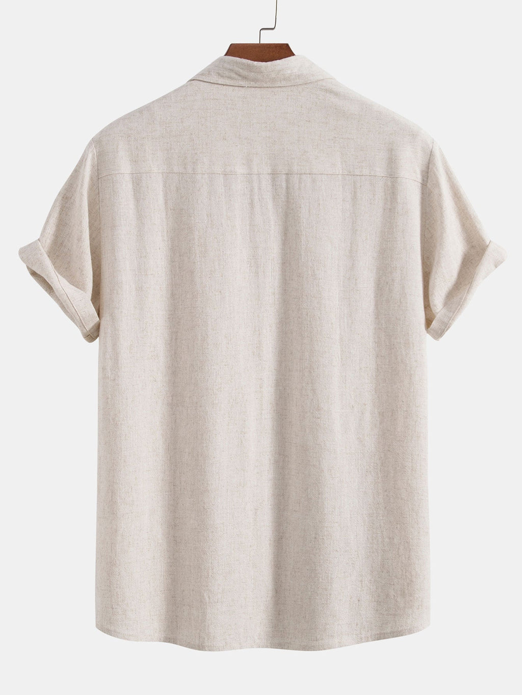 Men's Linen Two Piece Set - Short Sleeve Button-Up Shirt and Drawstring Pants