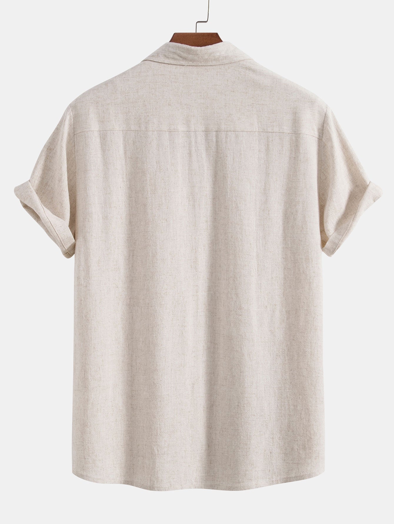 Men's Linen Two Piece Set - Short Sleeve Button-Up Shirt and Drawstring Pants