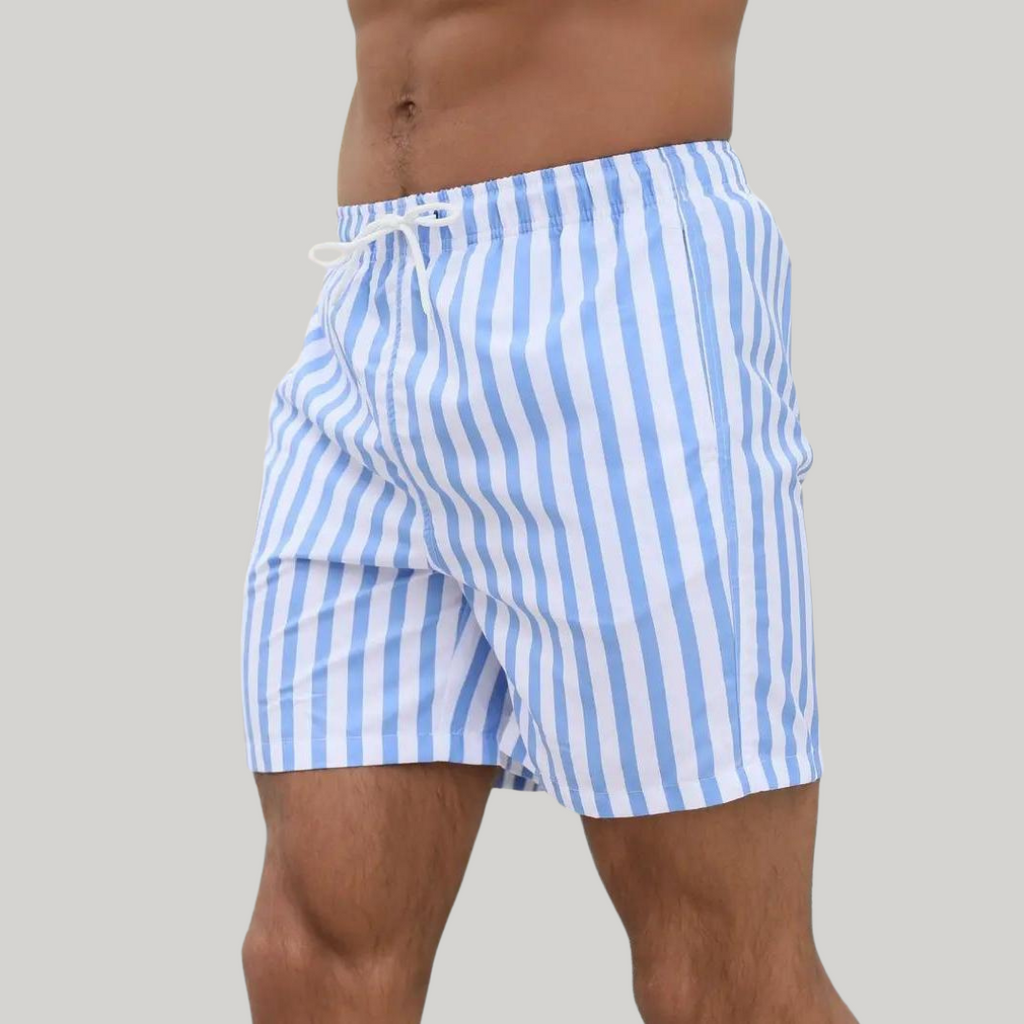 Men's Striped Drawstring Swim Trunks