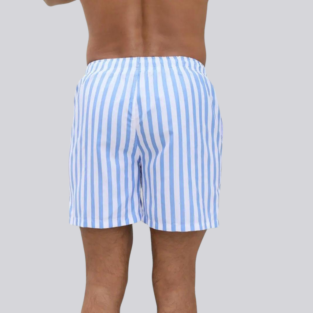 Men's Striped Drawstring Swim Trunks