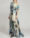 Women's Asymmetrical Print Chiffon Maxi Dress