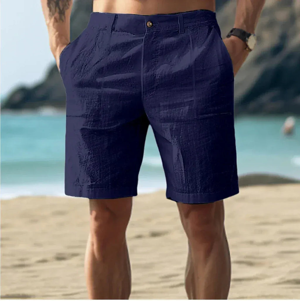 Men's Linen Drawstring Relaxed Fit Knee Length Shorts