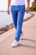 Men's Linen Drawstring Straight Leg Casual Trousers