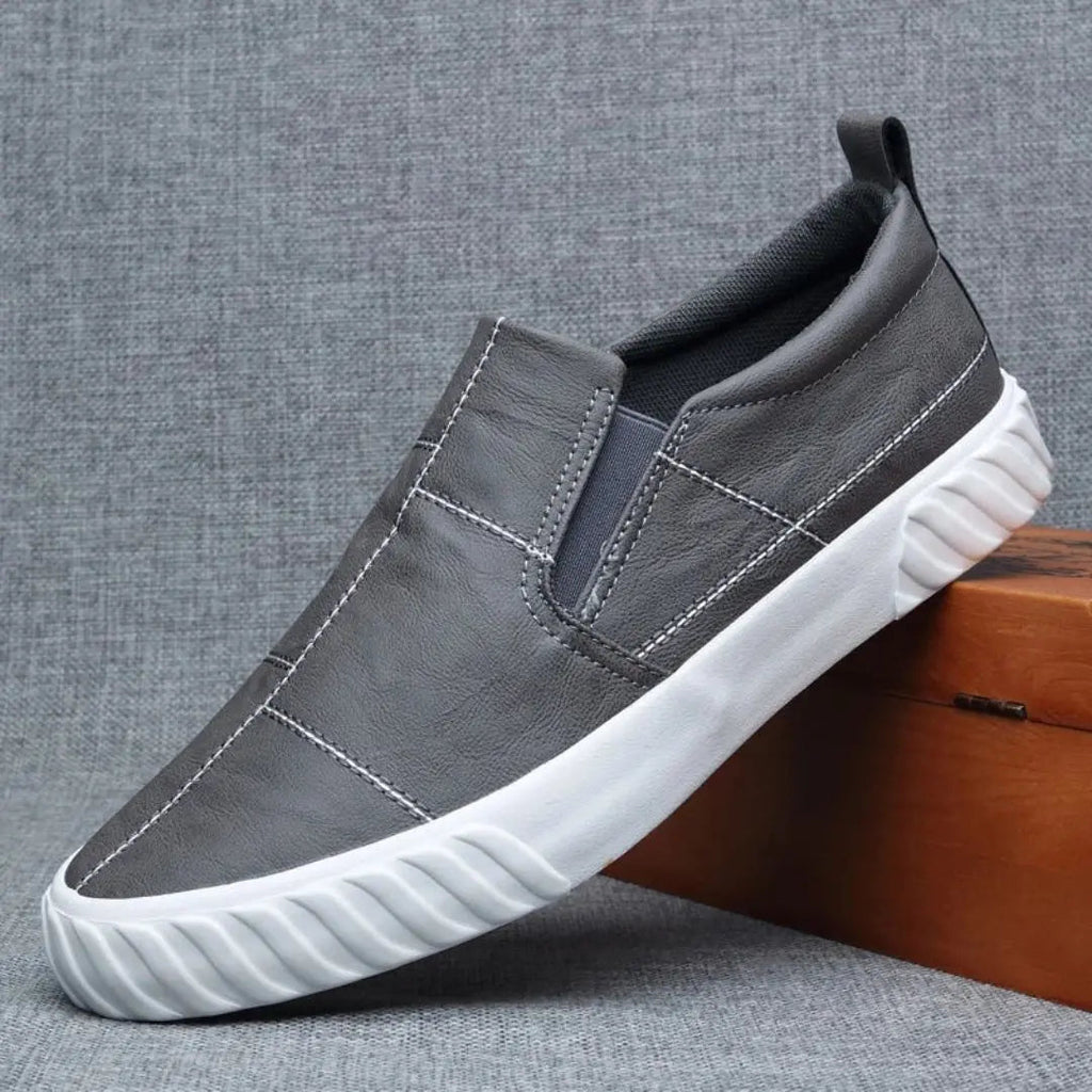 Men's Leather Slip-On Loafers with Contrast Stitching
