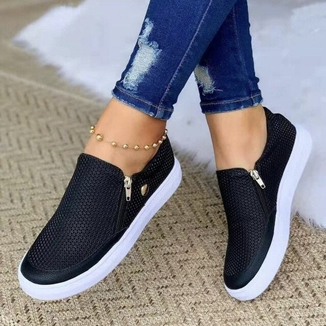 Women's Mesh Side-Zip Slip-On Platform Sneakers