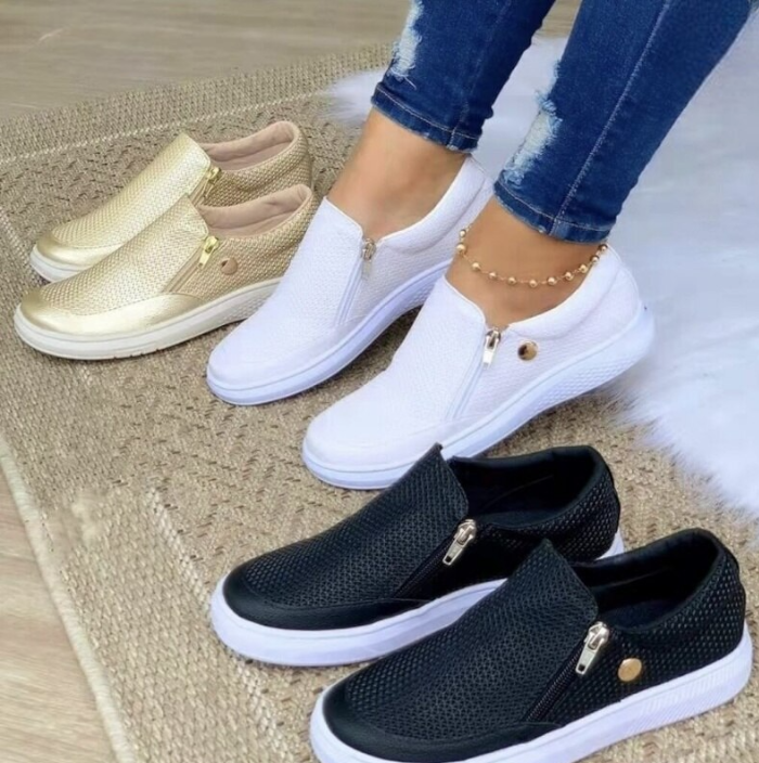 Women's Mesh Side-Zip Slip-On Platform Sneakers