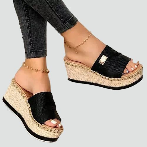 Women's Orthopedic Wide Band Platform Wedges Espadrille Sandals