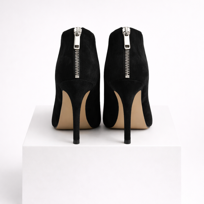 Women's Zipper Front Open Toe Ankle Stilettos