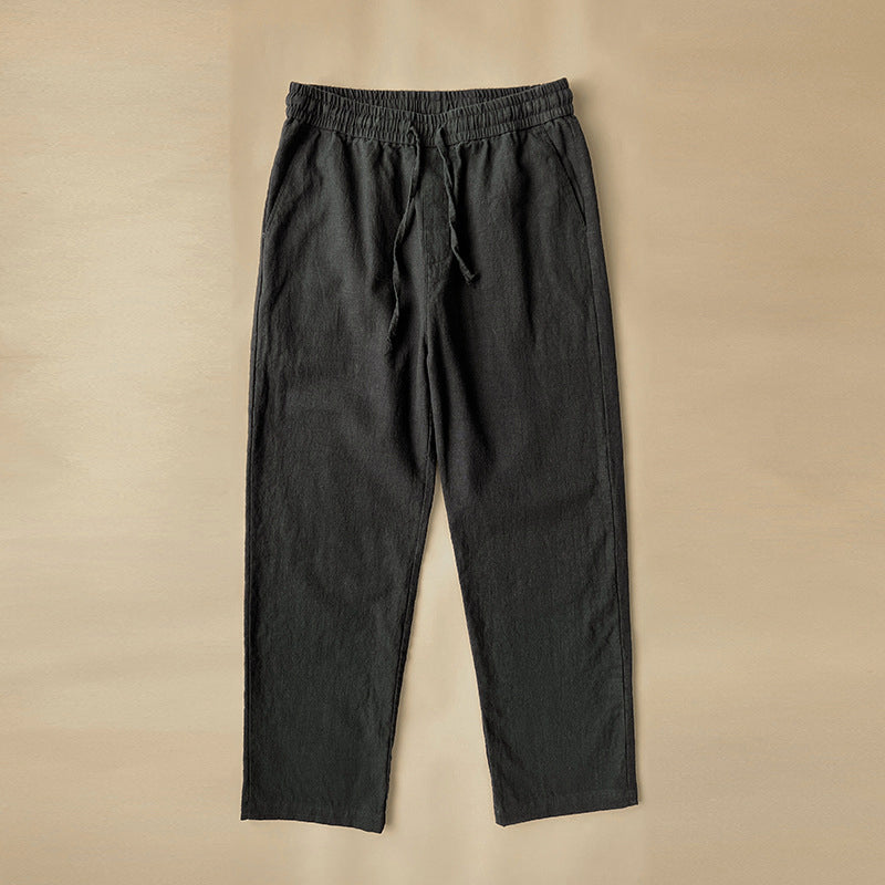 Men's Linen Drawstring Ankle Length Straight Leg Pants