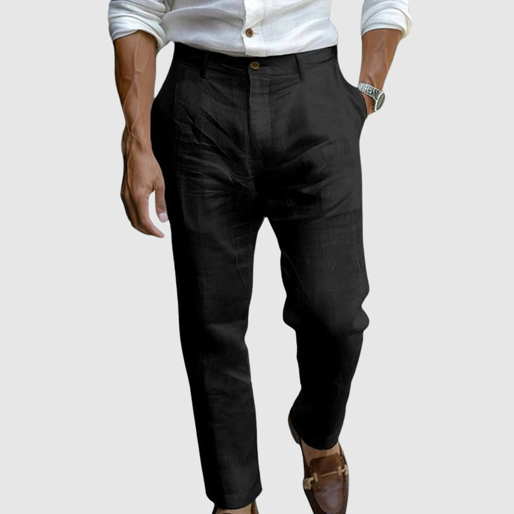 Men's Linen Blend Straight Leg Ankle Length Pants