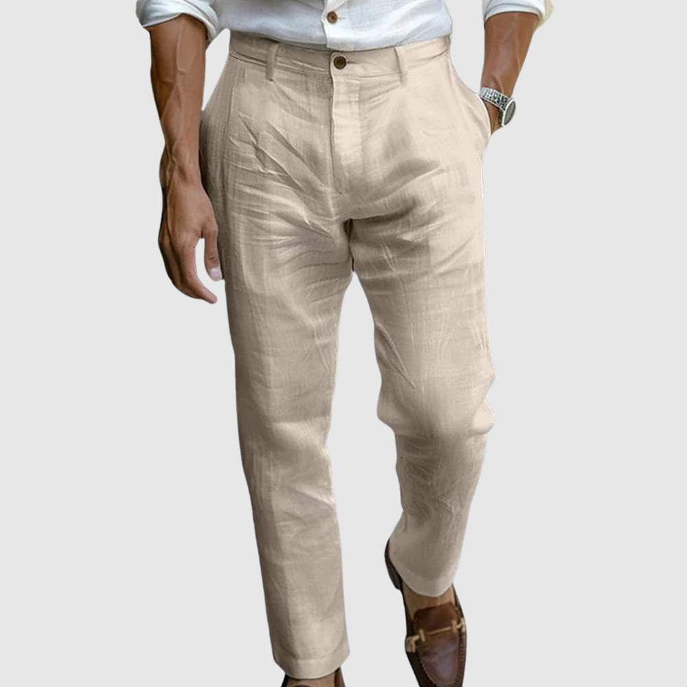 Men's Linen Blend Straight Leg Ankle Length Pants