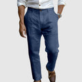 Men's Linen Blend Straight Leg Ankle Length Pants