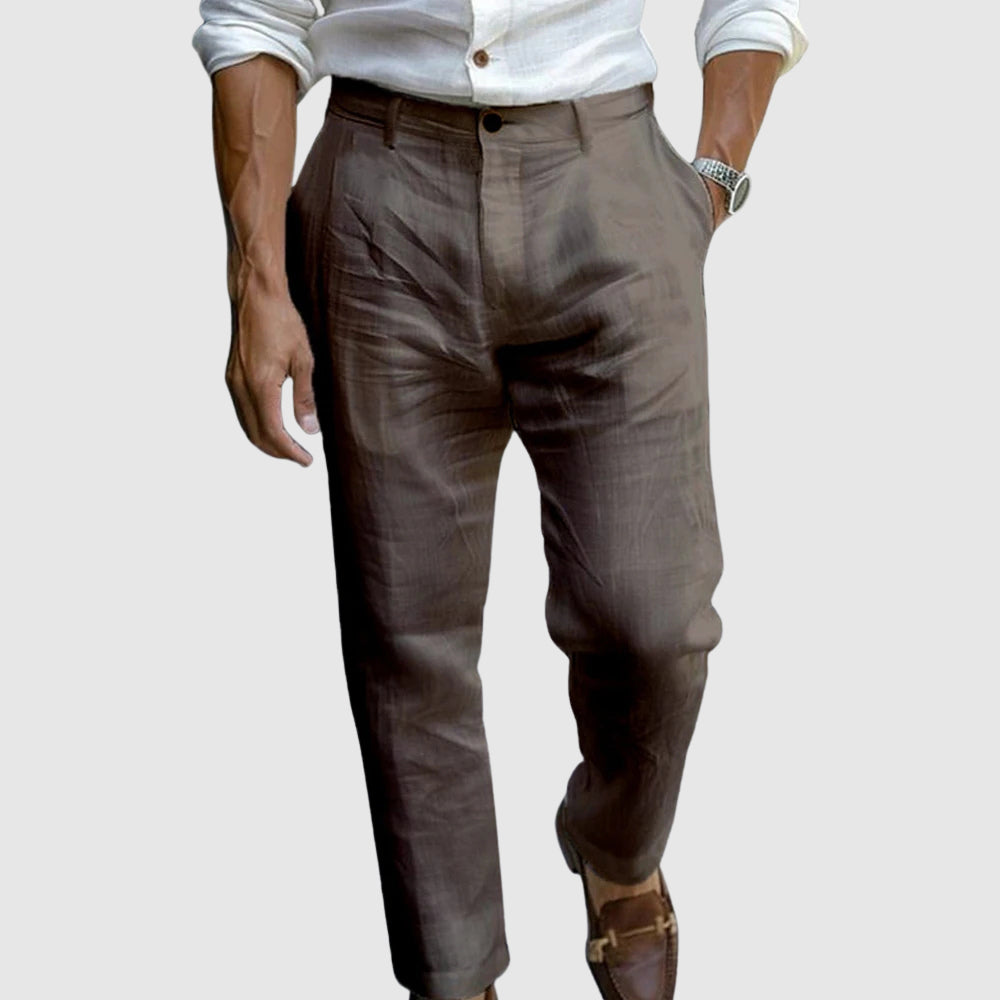 Men's Linen Blend Straight Leg Ankle Length Pants