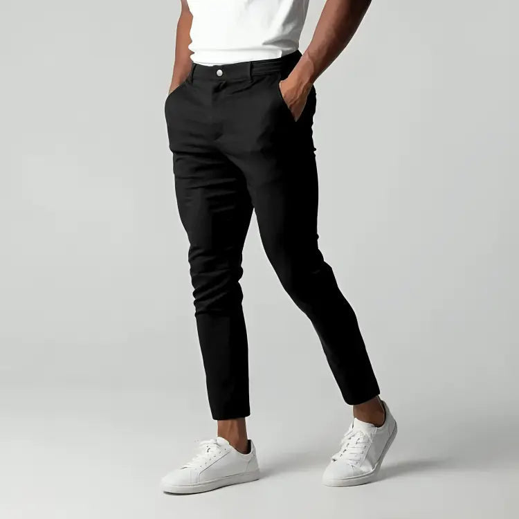 Men's Tapered Stretch Chinos - Ankle Length Slim Fit Pants