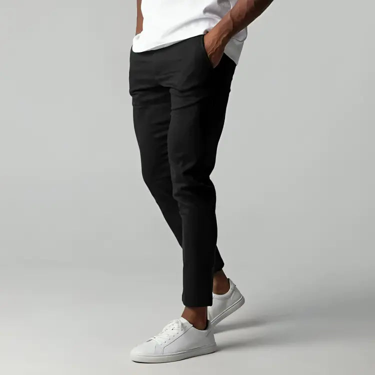 Men's Tapered Stretch Chinos - Ankle Length Slim Fit Pants