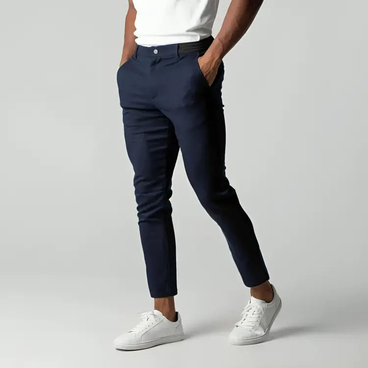 Men's Tapered Stretch Chinos - Ankle Length Slim Fit Pants