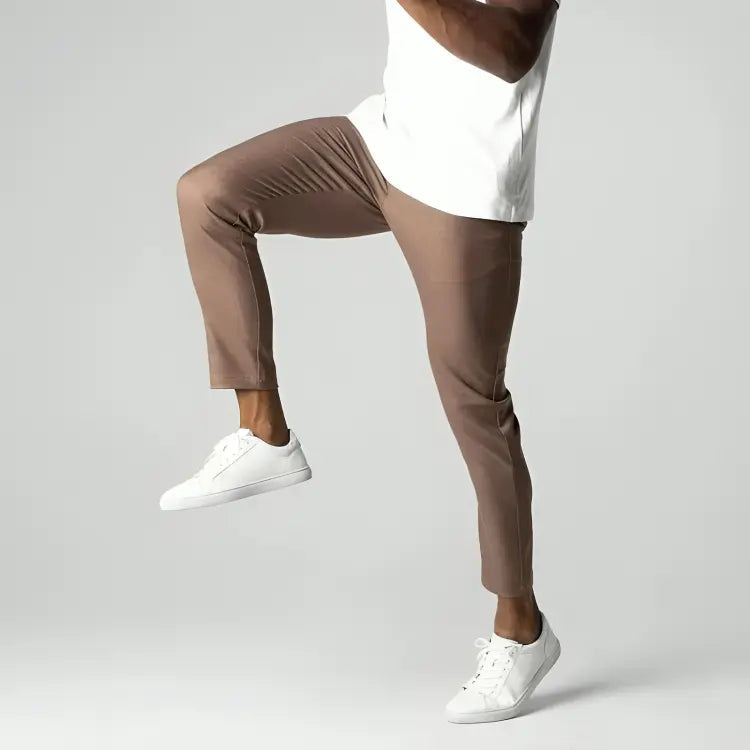Men's Tapered Stretch Chinos - Ankle Length Slim Fit Pants