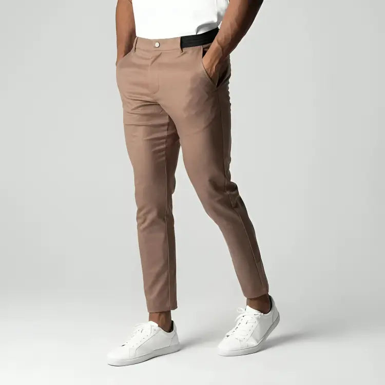 Men's Tapered Stretch Chinos - Ankle Length Slim Fit Pants