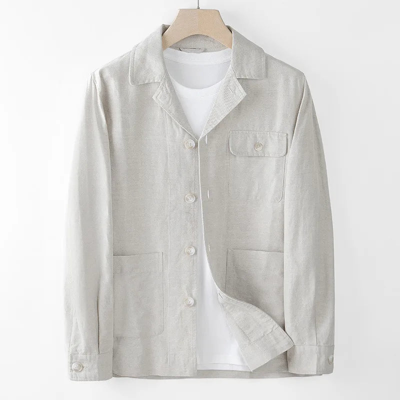 Men's Button-Front Linen Blend Jacket