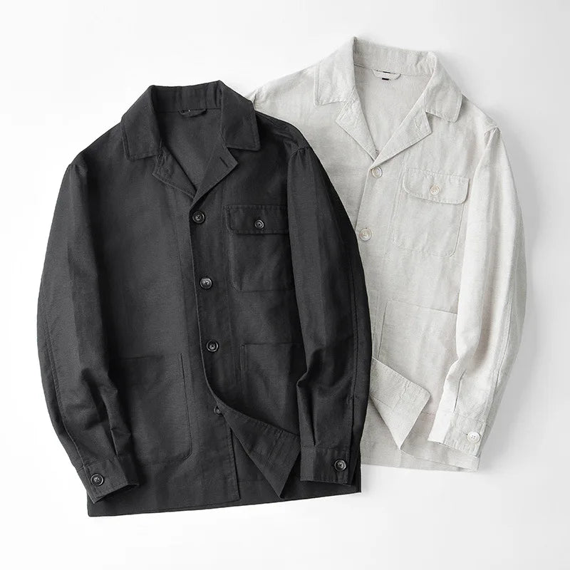 Men's Button-Front Linen Blend Jacket