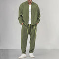Men's Two Piece Set Button Front Overshirt Drawstring Joggers