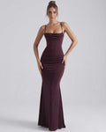 Women's Spaghetti Strap Cowl Neck Mermaid Maxi Dress
