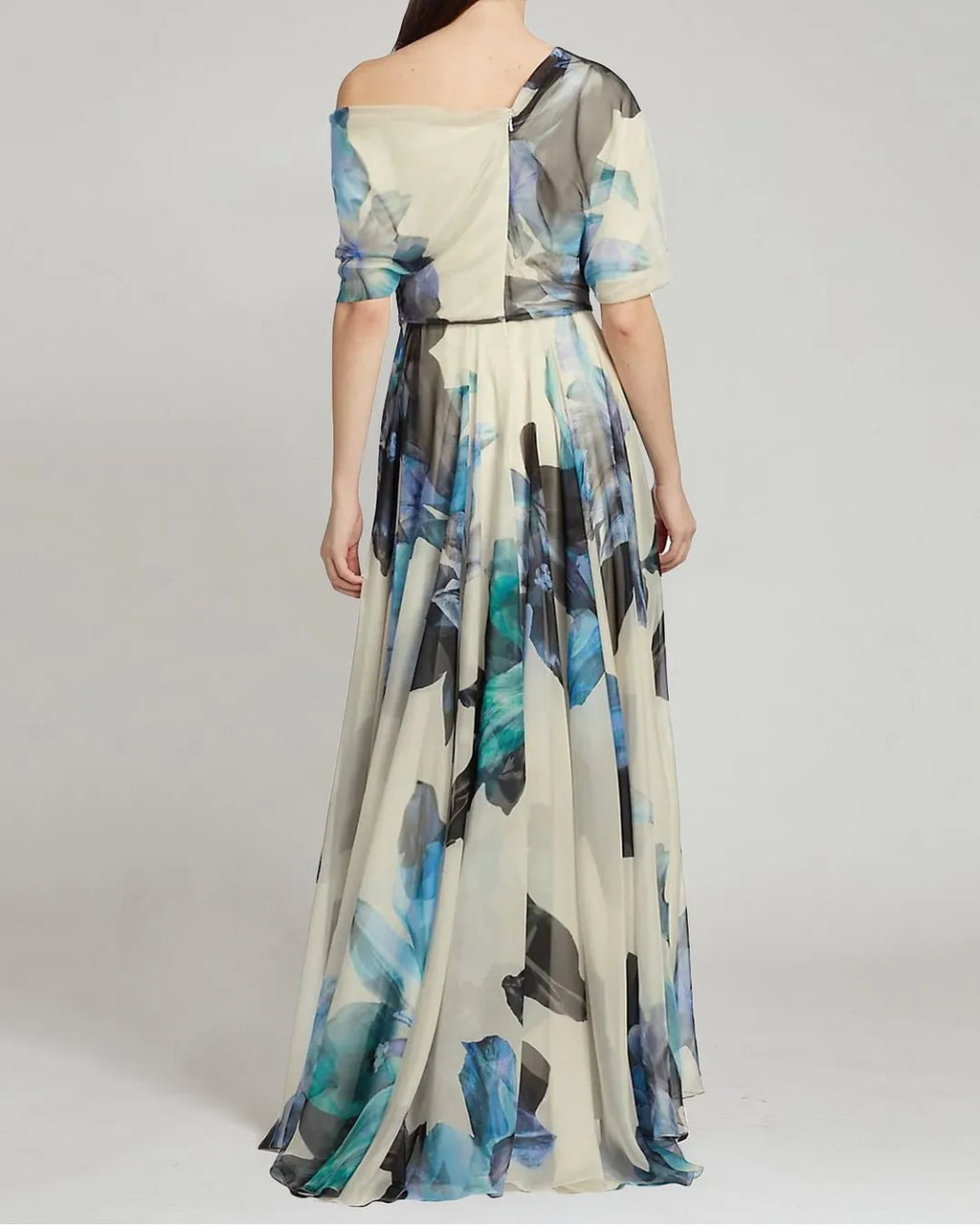 Women's Asymmetrical Print Chiffon Maxi Dress