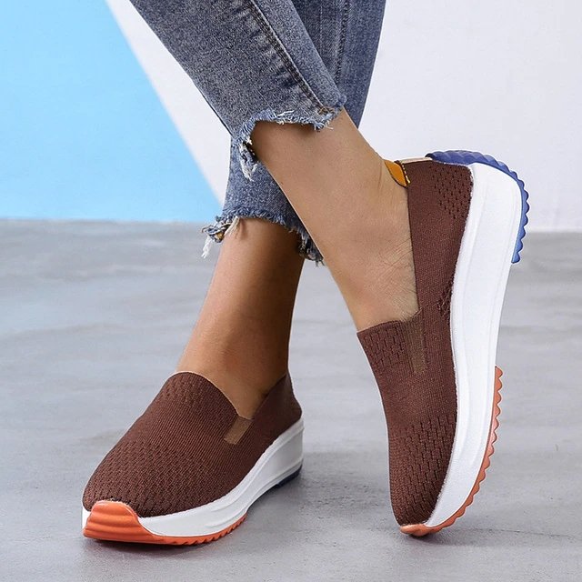 Women's Knit Mesh Slip-On Platform Sneakers
