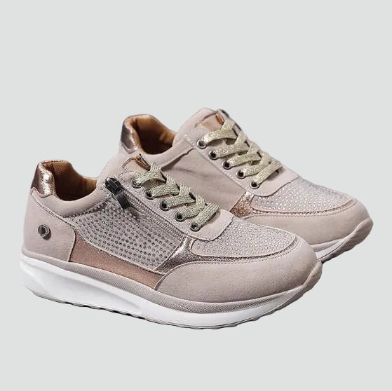 Women's Orthopedic Mesh Panel Zip-Up Platform Sneakers