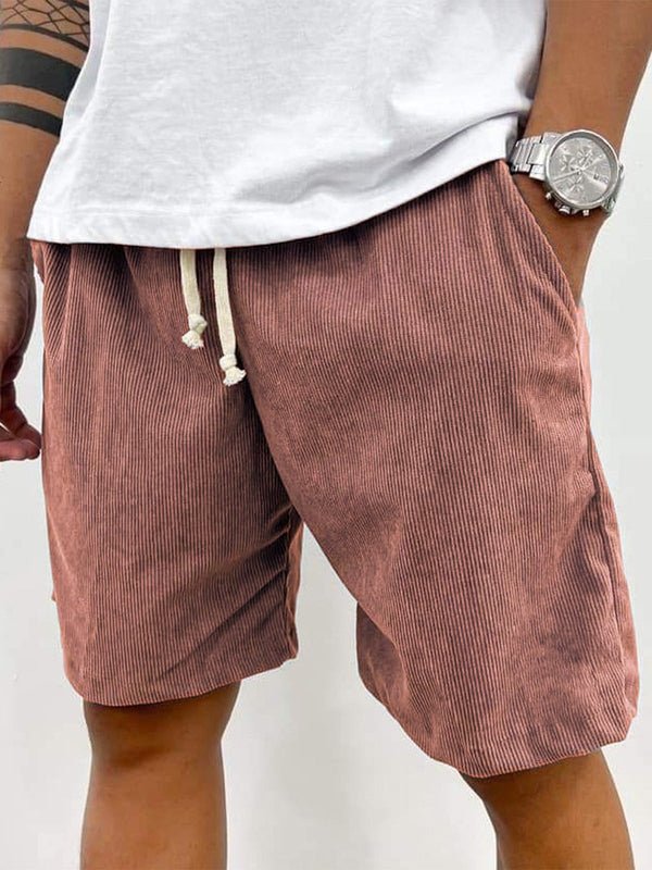 Men’s Casual Drawstring Shorts with Ribbed Texture