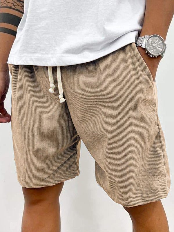 Men’s Casual Drawstring Shorts with Ribbed Texture