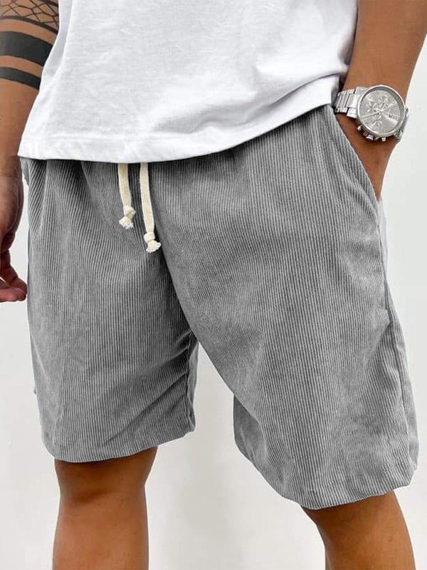 Men’s Casual Drawstring Shorts with Ribbed Texture