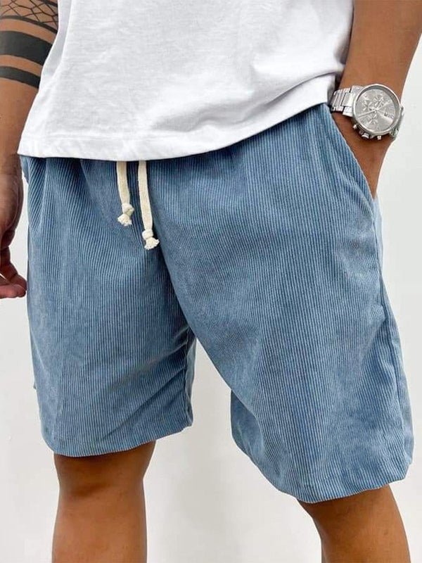 Men’s Casual Drawstring Shorts with Ribbed Texture