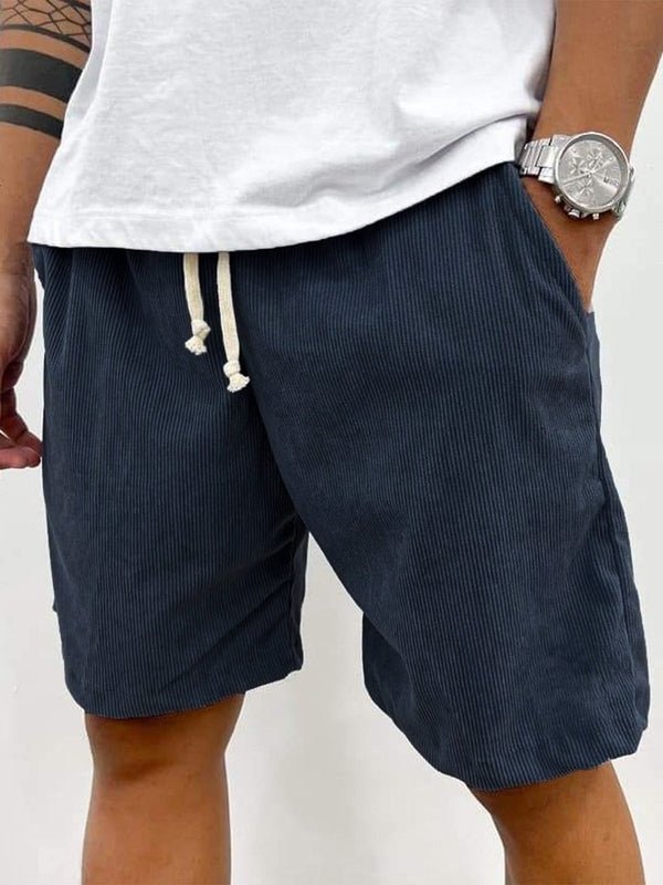 Men’s Casual Drawstring Shorts with Ribbed Texture