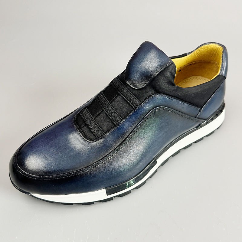 Men’s Casual Sneakers with Round Toe and Elastic Strap Upper