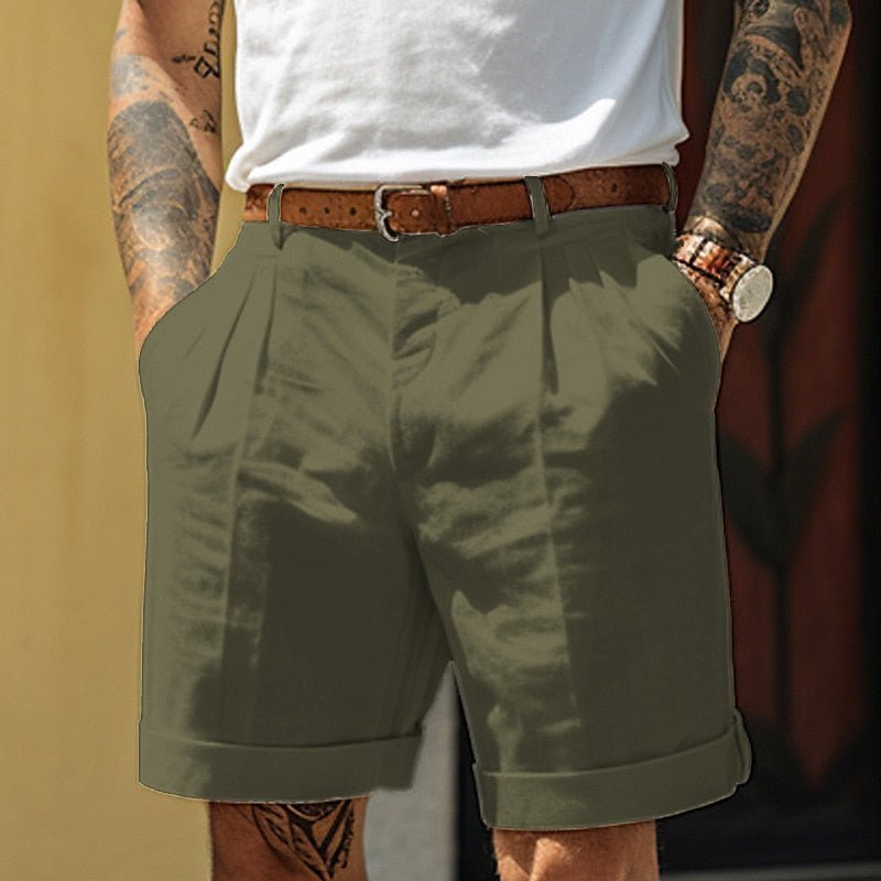 Men’s Classic Tailored Shorts – Refined Summer Fit with Turned - Up Hem