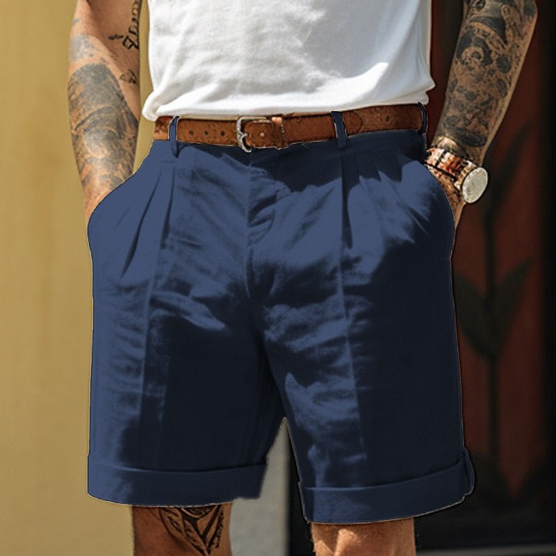 Men’s Classic Tailored Shorts – Refined Summer Fit with Turned - Up Hem