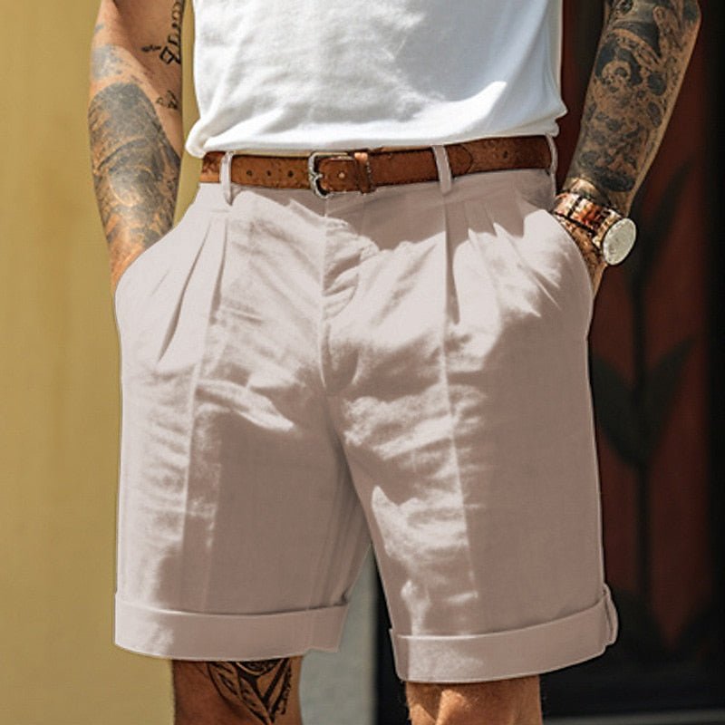Men’s Classic Tailored Shorts – Refined Summer Fit with Turned - Up Hem