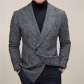 Men’s Double - Breasted Slim Fit Blazer – Tailored Check Pattern with Modern Structure
