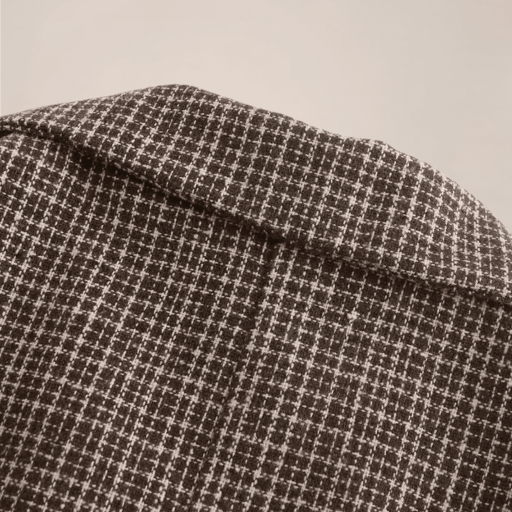 Men’s Double - Breasted Slim Fit Blazer – Tailored Check Pattern with Modern Structure