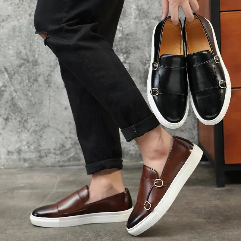 Men’s Double - Buckle Loafer Sneakers – Refined Slip - On Design