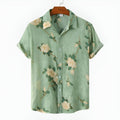 Men’s Floral 3D Print Short Sleeve Button - Up Shirt with Classic Collar