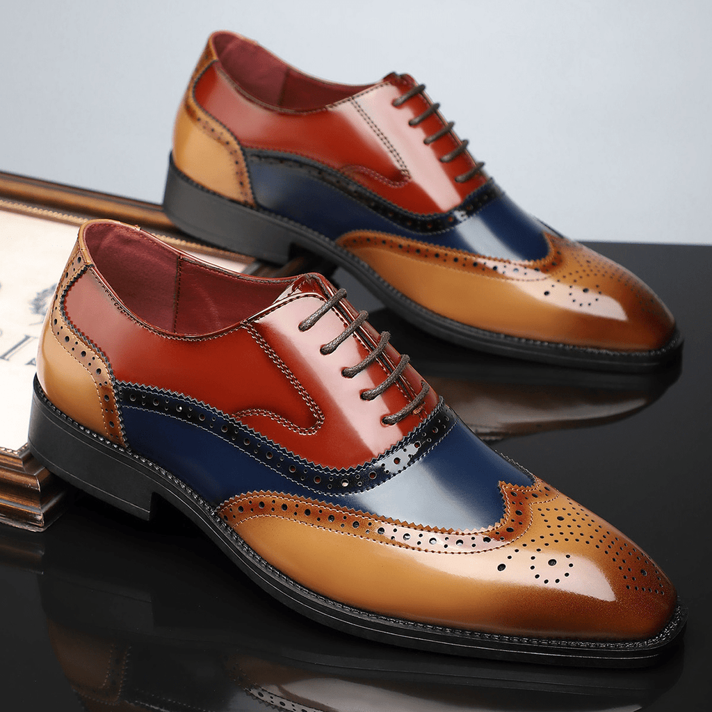 Men’s Lace - Up Brogue Dress Shoes with Wingtip Detailing