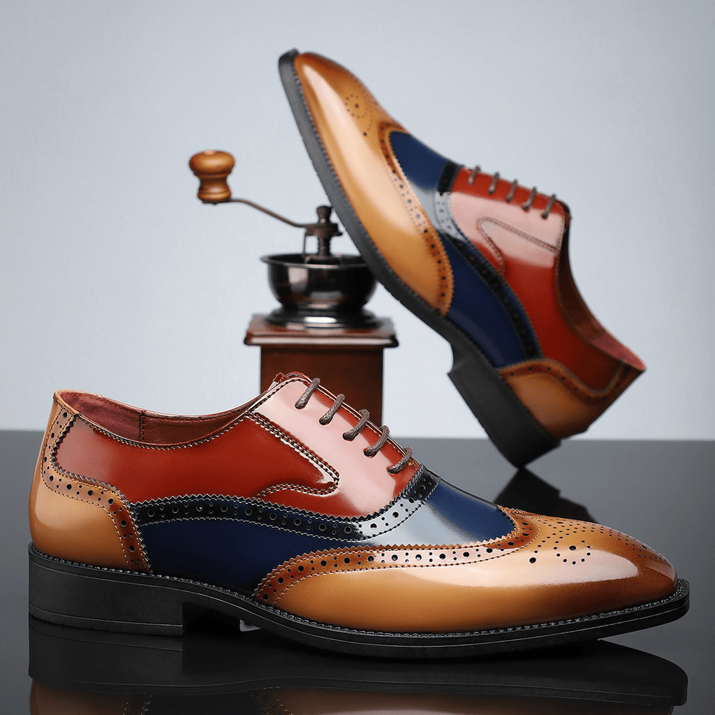 Men’s Lace - Up Brogue Dress Shoes with Wingtip Detailing