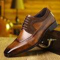 Men’s Lace - Up Brogue Oxford Shoes with Wingtip Detailing